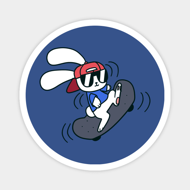 Skateboard Bunny Magnet by saradaboru